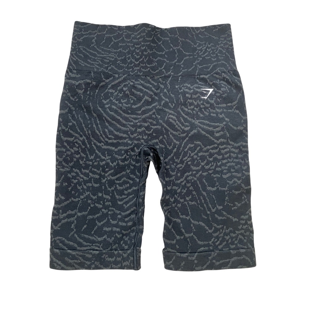 Gymshark Seamless Shorts Dark Grey Animal Print Ruched Butt‎ Athletic Women's